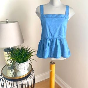 Ravamped denim peplum tank top